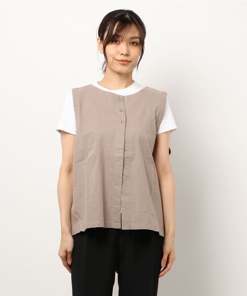 Samansa Mos2(サマンサ モスモス)の「綿麻キャンバス前後着ベスト(ベスト・レディース・モカ/ブラック/ベージュ・フリ-)」の8枚目の写真