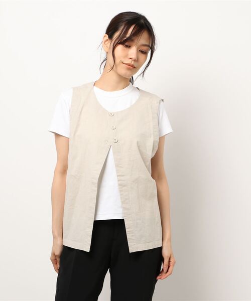 Samansa Mos2(サマンサ モスモス)の「綿麻キャンバス前後着ベスト(ベスト・レディース・モカ/ブラック/ベージュ・フリ-)」の9枚目の写真