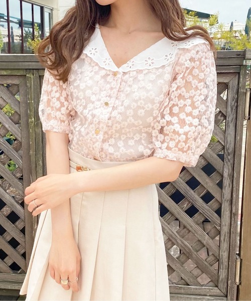 apres jour（アプレジュール）の「刺繍レースブラウス【ZOZOTOWN限定アイテム】（シャツ/ブラウス・レディース・オフホワイト/ピンク/アイボリー・X-LARGE/フリー）」の3枚目の写真