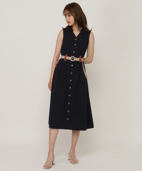 レディアゼル⭐︎ワンピース⭐︎ベージュ⭐︎ネイビー⭐︎長袖 REDYAZEL（レディアゼル）の「バイカラーシャツワンピース