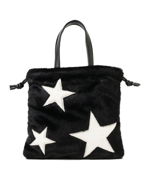 Ray BEAMS（レイビームス）の「CONTROL FREAK / スター フェイクファー 巾着 バッグ（トートバッグ・レディース・ブラック/ブラウン系その他2・ONE SIZE）」の9枚目の写真