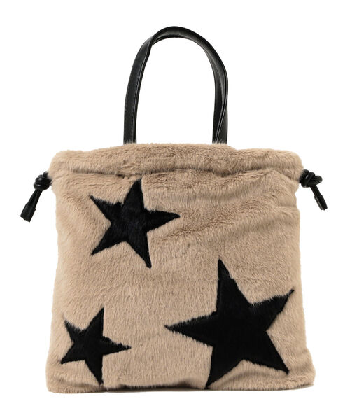 Ray BEAMS（レイビームス）の「CONTROL FREAK / スター フェイクファー 巾着 バッグ（トートバッグ・レディース・ブラック/ブラウン系その他2・ONE SIZE）」の14枚目の写真