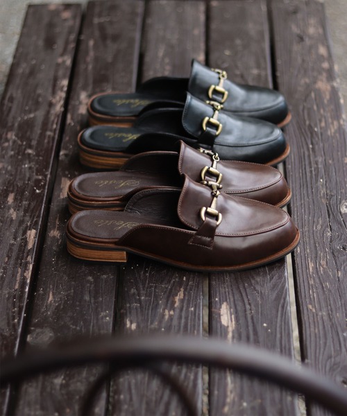 SESTO（セスト）の「ビット付きローファーデザインのスリッパミュールサンダル（スリッポン・レディース・ブラック/ダークブラウン・LL/3L/S/M/L）」の7枚目の写真