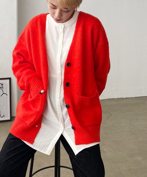 Shelly island（シェリーアイランド）の「モヘアタッチモコモコカーデ