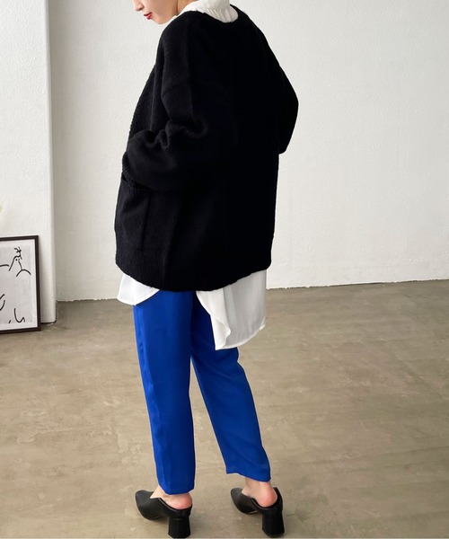 Shelly island（シェリーアイランド）の「モヘアタッチモコモコカーデ（カーディガン/ボレロ・レディース・ブラック/オレンジ/グリーン/ナチュラル/ブルー・FREE）」の9枚目の写真