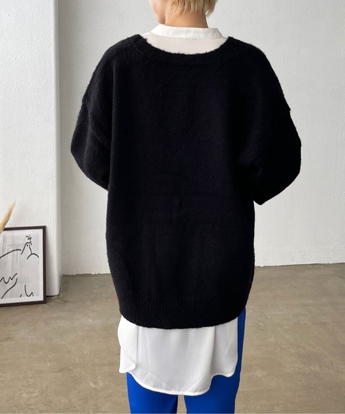 Shelly island（シェリーアイランド）の「モヘアタッチモコモコカーデ（カーディガン/ボレロ・レディース・ブラック/オレンジ/グリーン/ナチュラル/ブルー・FREE）」の6枚目の写真