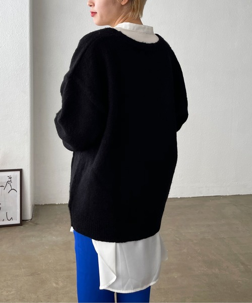 Shelly island（シェリーアイランド）の「モヘアタッチモコモコカーデ（カーディガン/ボレロ・レディース・ブラック/オレンジ/グリーン/ナチュラル/ブルー・FREE）」の12枚目の写真