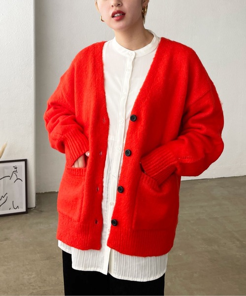 Shelly island（シェリーアイランド）の「モヘアタッチモコモコカーデ（カーディガン/ボレロ・レディース・ブラック/オレンジ/グリーン/ナチュラル/ブルー・FREE）」の17枚目の写真