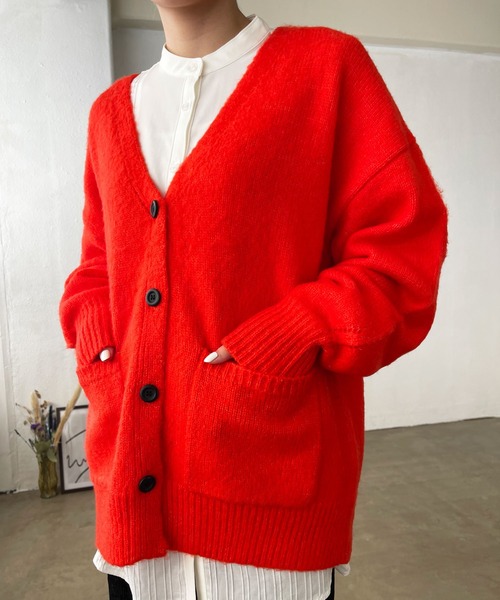 Shelly island（シェリーアイランド）の「モヘアタッチモコモコカーデ（カーディガン/ボレロ・レディース・ブラック/オレンジ/グリーン/ナチュラル/ブルー・FREE）」の11枚目の写真