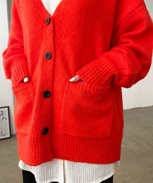 Shelly island（シェリーアイランド）の「モヘアタッチモコモコカーデ（カーディガン/ボレロ・レディース・ブラック/オレンジ/グリーン/ナチュラル/ブルー・FREE）」の8枚目の写真