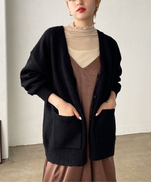 Shelly island（シェリーアイランド）の「モヘアタッチモコモコカーデ（カーディガン/ボレロ・レディース・ブラック/オレンジ/グリーン/ナチュラル/ブルー・FREE）」の21枚目の写真