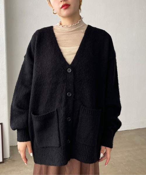 Shelly island（シェリーアイランド）の「モヘアタッチモコモコカーデ（カーディガン/ボレロ・レディース・ブラック/オレンジ/グリーン/ナチュラル/ブルー・FREE）」の7枚目の写真