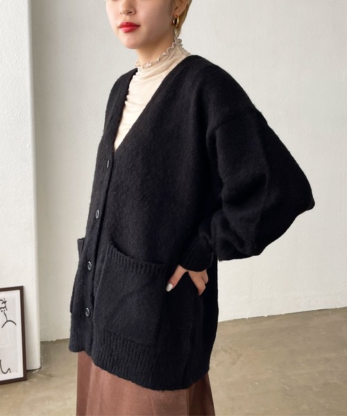 Shelly island（シェリーアイランド）の「モヘアタッチモコモコカーデ（カーディガン/ボレロ・レディース・ブラック/オレンジ/グリーン/ナチュラル/ブルー・FREE）」の13枚目の写真