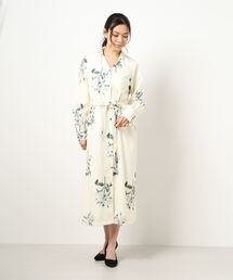 セール ブランド古着 Ameri アメリ レディース のシャツワンピース ホワイト 白色系 花柄 ボタニカル柄 古着通販 Zozoused