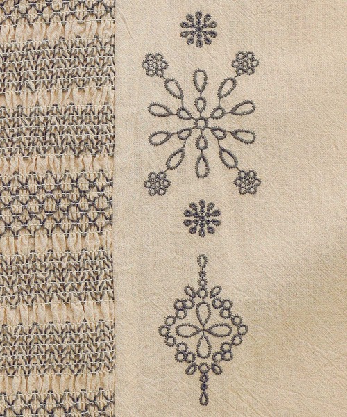 ヴィンテージ　スモッキング 刺繍　ベージュ　ホワイト　チェック　ワンピース osharewalker（オシャレウォーカー）の「【廃盤】『スモッキング