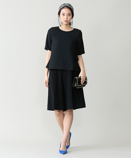 ELFORBR（エルフォーブル）の「ダブルクロスキュロットパンツ（その他パンツ・レディース・マスタード/ホワイト/ブラック・38/36）」の3枚目の写真