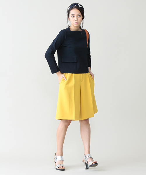 ELFORBR（エルフォーブル）の「ダブルクロスキュロットパンツ（その他パンツ・レディース・マスタード/ホワイト/ブラック・38/36）」の4枚目の写真