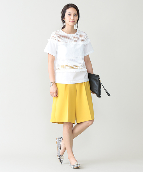 ELFORBR（エルフォーブル）の「ダブルクロスキュロットパンツ（その他パンツ・レディース・マスタード/ホワイト/ブラック・38/36）」の22枚目の写真