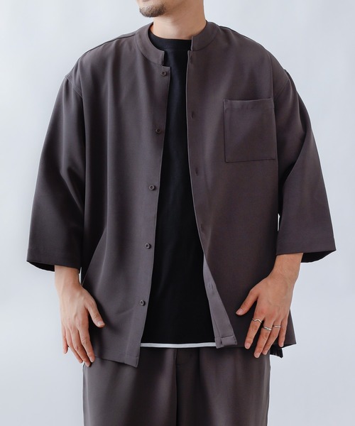 COLONY 2139(コロニートゥーワンスリーナイン)の「ストレッチイージーケアスタンド8分袖シャツ※セットアップ対応(シャツ/ブラウス・メンズ・チャコールグレー/ブラック/ネイビー・MEDIUM/LARGE)」の8枚目の写真