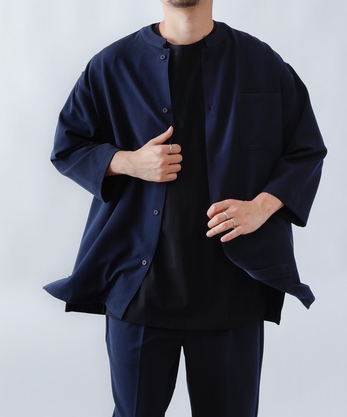 COLONY 2139(コロニートゥーワンスリーナイン)の「ストレッチイージーケアスタンド8分袖シャツ※セットアップ対応(シャツ/ブラウス・メンズ・チャコールグレー/ブラック/ネイビー・MEDIUM/LARGE)」の12枚目の写真