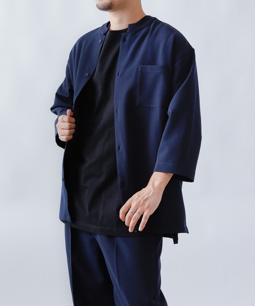 COLONY 2139(コロニートゥーワンスリーナイン)の「ストレッチイージーケアスタンド8分袖シャツ※セットアップ対応(シャツ/ブラウス・メンズ・チャコールグレー/ブラック/ネイビー・MEDIUM/LARGE)」の14枚目の写真