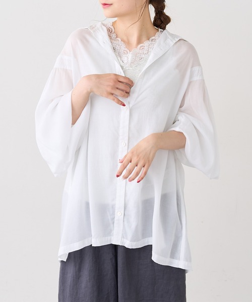 PUAL CE CIN（ピュアルセシン）の「【Du noir】テンセルヴィンテージ風ブラウス（シャツ/ブラウス・レディース・ブラック/ブラウン/オフホワイト・FREE）」の2枚目の写真