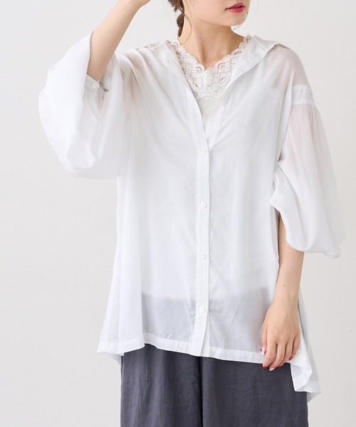 PUAL CE CIN（ピュアルセシン）の「【Du noir】テンセルヴィンテージ風ブラウス（シャツ/ブラウス・レディース・ブラック/ブラウン/オフホワイト・FREE）」の9枚目の写真