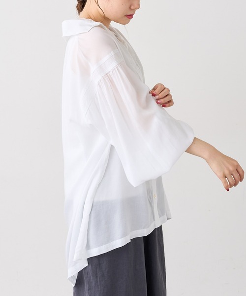 PUAL CE CIN（ピュアルセシン）の「【Du noir】テンセルヴィンテージ風ブラウス（シャツ/ブラウス・レディース・ブラック/ブラウン/オフホワイト・FREE）」の4枚目の写真