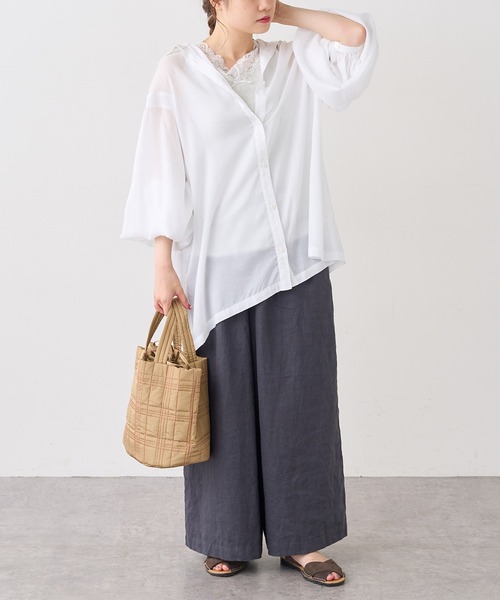 PUAL CE CIN（ピュアルセシン）の「【Du noir】テンセルヴィンテージ風ブラウス（シャツ/ブラウス・レディース・ブラック/ブラウン/オフホワイト・FREE）」の20枚目の写真