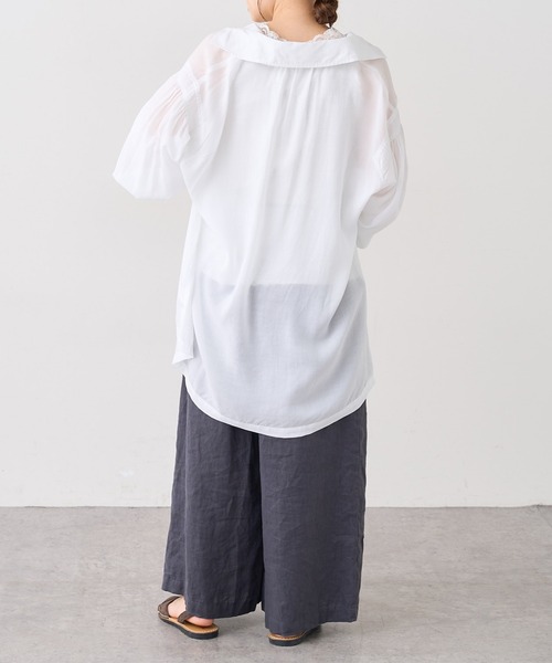 PUAL CE CIN（ピュアルセシン）の「【Du noir】テンセルヴィンテージ風ブラウス（シャツ/ブラウス・レディース・ブラック/ブラウン/オフホワイト・FREE）」の10枚目の写真