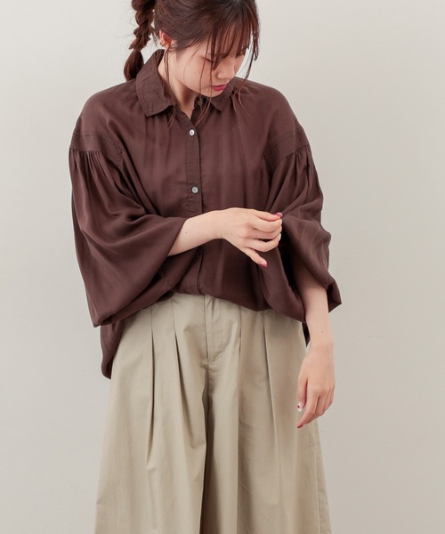 PUAL CE CIN（ピュアルセシン）の「【Du noir】テンセルヴィンテージ風ブラウス（シャツ/ブラウス・レディース・ブラック/ブラウン/オフホワイト・FREE）」の17枚目の写真