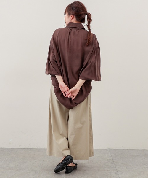 PUAL CE CIN（ピュアルセシン）の「【Du noir】テンセルヴィンテージ風ブラウス（シャツ/ブラウス・レディース・ブラック/ブラウン/オフホワイト・FREE）」の7枚目の写真