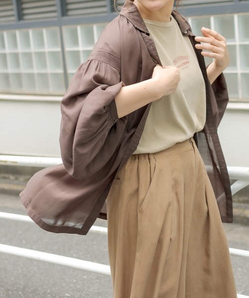 PUAL CE CIN（ピュアルセシン）の「【Du noir】テンセルヴィンテージ風ブラウス（シャツ/ブラウス・レディース・ブラック/ブラウン/オフホワイト・FREE）」の5枚目の写真