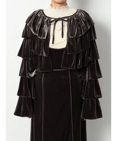 merry jenny（メリージェニー）の「ruffleベロアカーディガン（カーディガン/ボレロ・レディース・アイボリー/ブラック/ブラウン・FREE）」の13枚目の写真