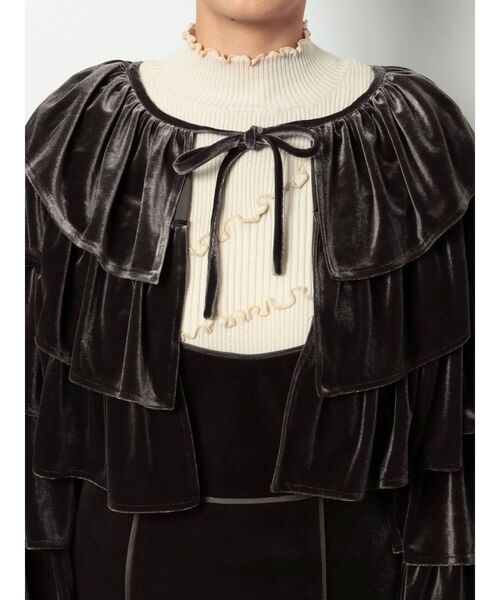 merry jenny（メリージェニー）の「ruffleベロアカーディガン（カーディガン/ボレロ・レディース・アイボリー/ブラック/ブラウン・FREE）」の10枚目の写真