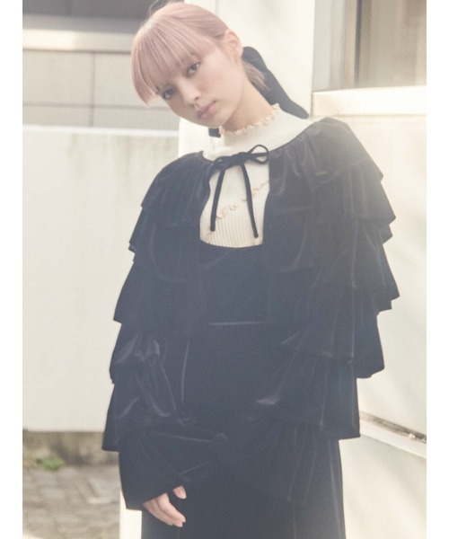 merry jenny（メリージェニー）の「ruffleベロアカーディガン（カーディガン/ボレロ・レディース・アイボリー/ブラック/ブラウン・FREE）」の16枚目の写真