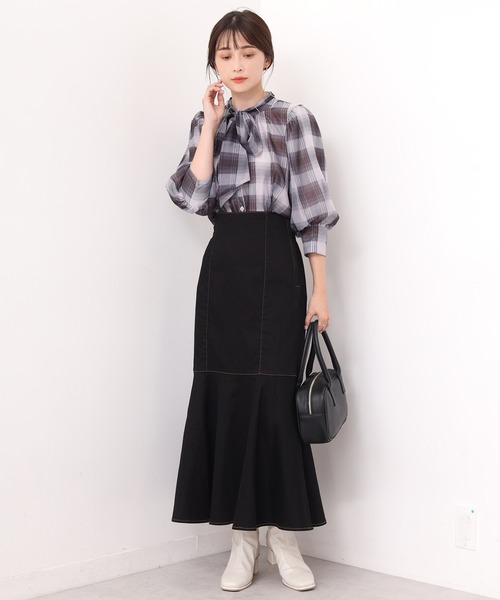 one after another NICE CLAUP（ワンアフターアナザーナイスクラップ）の「【S,Mサイズ展開あり】スタイルアップが叶う。ハイウエストレディマーメイドスカート（スカート・レディース・アイボリー/ブラック/ネイビー/ピンク/ブラウン・SMALL/MEDIUM）」の6枚目の写真