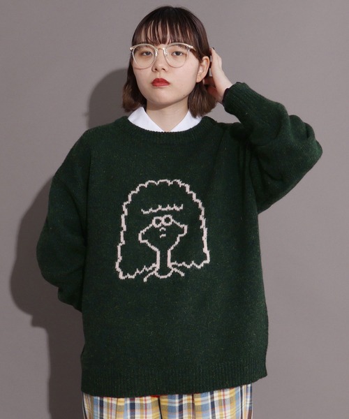 I am I - アイアムアイ iami in fact 異素材ミックスクループルオーバー COTTON NYLON 華釦 半袖プルオーバー（ニット/セーター）｜I am