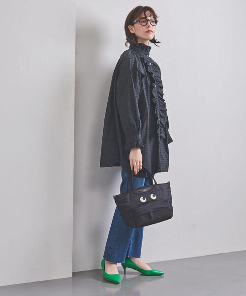 dahl'ia（ダリア）の「別注＜dahl’ia（ダリア）＞フリル ロング シャツ（シャツ/ブラウス・レディース・ネイビー/ホワイト・FREE）」の11枚目の写真