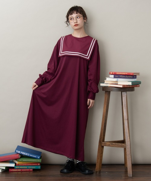 merlot メルロー　　ロングワンピース merlot】メルロー おはなばたけ柄 ワンピース ☆全2カラー