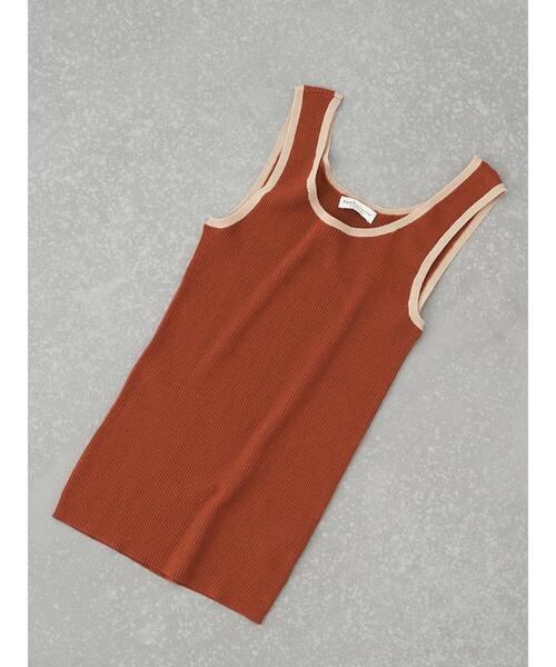 earth music&ecology（アースミュージックアンドエコロジー）の「配色ニットタンクトップ ＊（タンクトップ・レディース・ブラック/オレンジ/グリーン/アイボリー・FREE）」の7枚目の写真