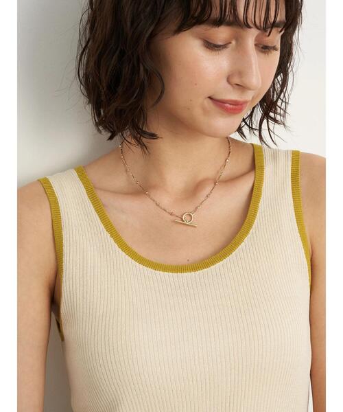 earth music&ecology（アースミュージックアンドエコロジー）の「配色ニットタンクトップ ＊（タンクトップ・レディース・ブラック/オレンジ/グリーン/アイボリー・FREE）」の11枚目の写真