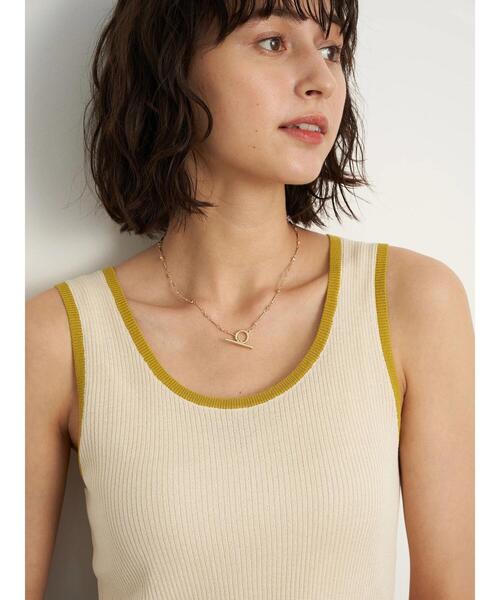 earth music&ecology（アースミュージックアンドエコロジー）の「配色ニットタンクトップ ＊（タンクトップ・レディース・ブラック/オレンジ/グリーン/アイボリー・FREE）」の12枚目の写真