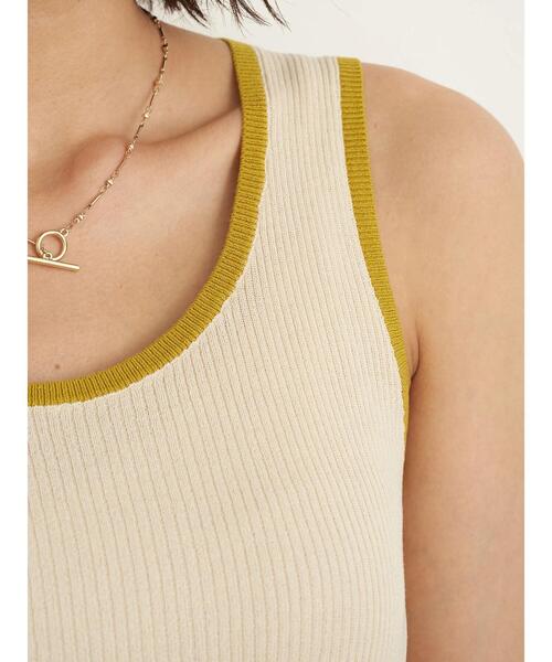 earth music&ecology（アースミュージックアンドエコロジー）の「配色ニットタンクトップ ＊（タンクトップ・レディース・ブラック/オレンジ/グリーン/アイボリー・FREE）」の13枚目の写真