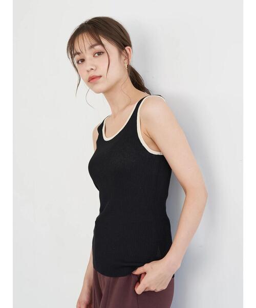 earth music&ecology（アースミュージックアンドエコロジー）の「配色ニットタンクトップ ＊（タンクトップ・レディース・ブラック/オレンジ/グリーン/アイボリー・FREE）」の16枚目の写真