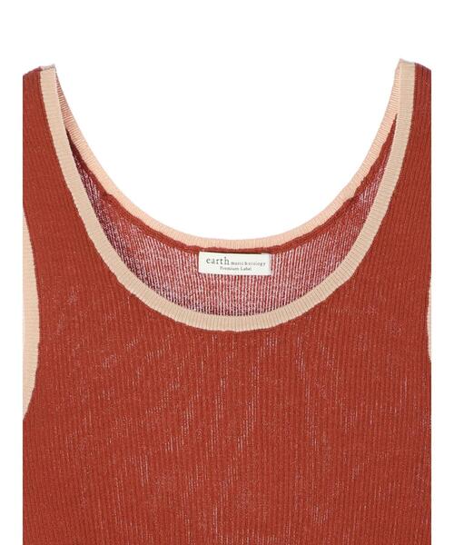earth music&ecology（アースミュージックアンドエコロジー）の「配色ニットタンクトップ ＊（タンクトップ・レディース・ブラック/オレンジ/グリーン/アイボリー・FREE）」の19枚目の写真
