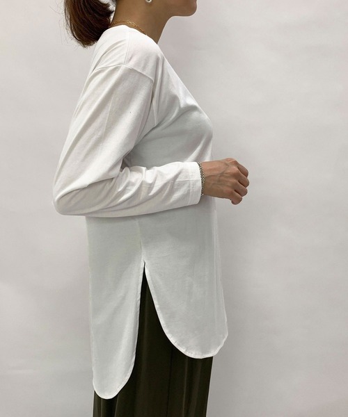 Grand PARK（グランドパーク）の「ラウンドヘム長袖Tシャツ（Tシャツ/カットソー・レディース・ホワイト・FREE）」の12枚目の写真