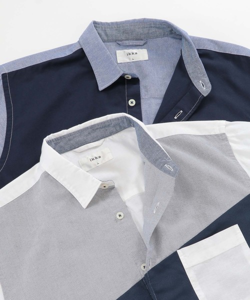 ikka（イッカ）の「オックス切り替えシャツ（シャツ/ブラウス・メンズ・ホワイト/ネイビー・S/M/L/XL）」の10枚目の写真
