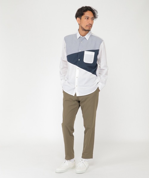 ikka（イッカ）の「オックス切り替えシャツ（シャツ/ブラウス・メンズ・ホワイト/ネイビー・S/M/L/XL）」の6枚目の写真