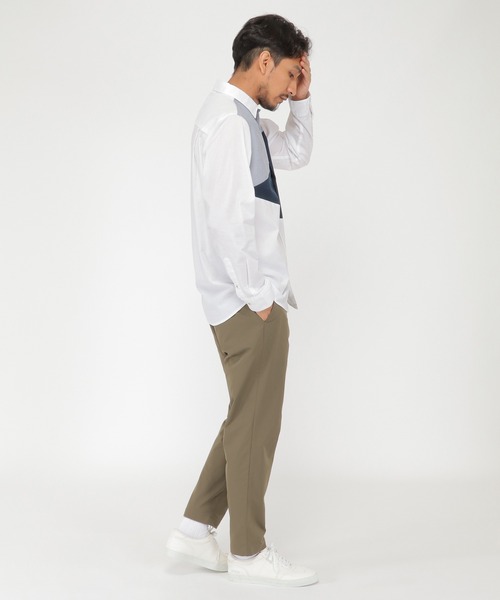 ikka（イッカ）の「オックス切り替えシャツ（シャツ/ブラウス・メンズ・ホワイト/ネイビー・S/M/L/XL）」の4枚目の写真
